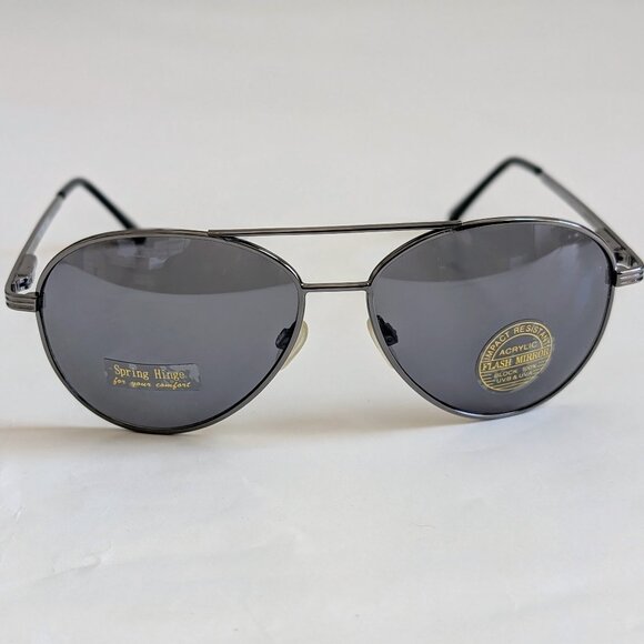 NWT Vintage 90's Aviator Metal Double Bridge Sport Sunglasses (L. Gunmetal) - Picture 1 of 5